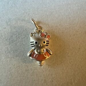 Hello Kitty Sterling Silver Charm Bracelet Pendant Pink/orange Cute New
